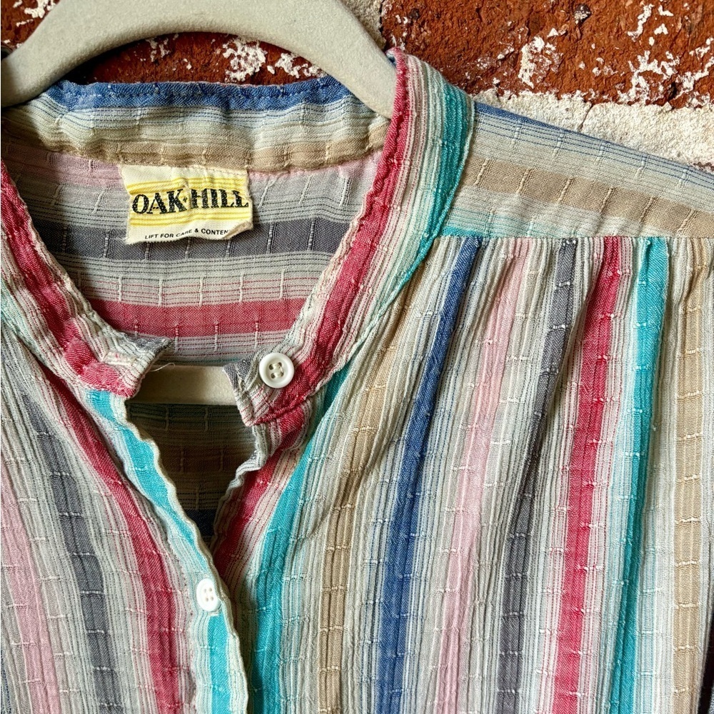 90s Oak Hill Lightweight Striped Blouse - Picture 6 of 7